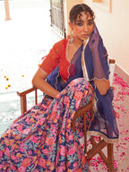 Janasya Red Georgette Digital Floral Printed Festive Lehenga Choli