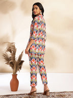Janasya Multicolor Cotton Ikat Printed Set
