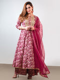 Janasya Pink Cotton Foil Floral Printed Set
