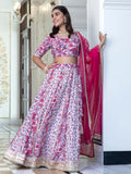 Janasya White Cotton Embellished Festive Lehenga Choli