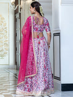 Janasya White Cotton Embellished Festive Lehenga Choli