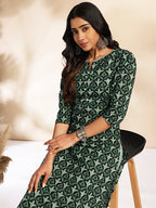Janasya Green Cotton Printed Sets