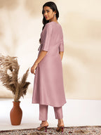 Janasya Lavender Chinnon Solid Wrap Kurta Set - Distacart