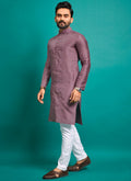 Prazu Fashion Onion Pink Silk Embroidered Kurta With Pajama - Distacart