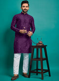 Prazu Fashion Purple Silk Embroidered Kurta With Pajama - Distacart