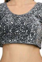 All Season Wear Gray And Blue Ruffled