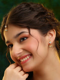 Ruby Raang Double Color Drops Maang Tikka And Earrings Set - Distacart