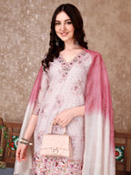Hand Embroidered & Floral Printed Kurta With Pant & Dupatta Luxury, Multicolor - Hiral Fashion - Distacart