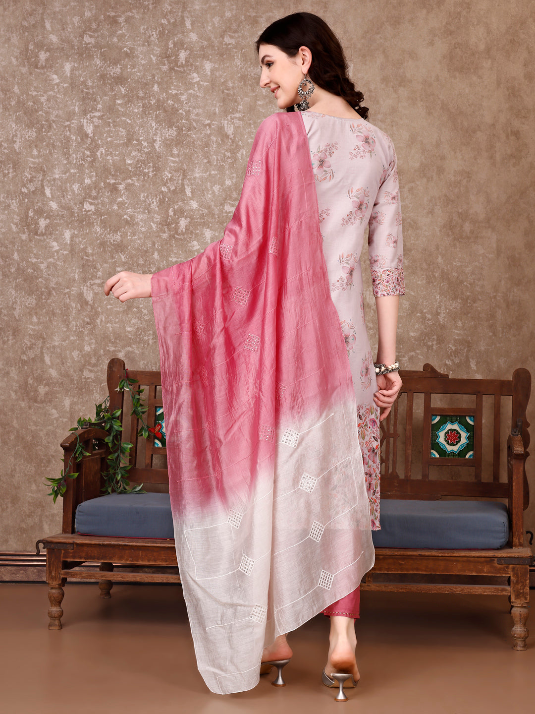 Hand Embroidered & Floral Printed Kurta With Pant & Dupatta Luxury, Multicolor - Hiral Fashion - Distacart