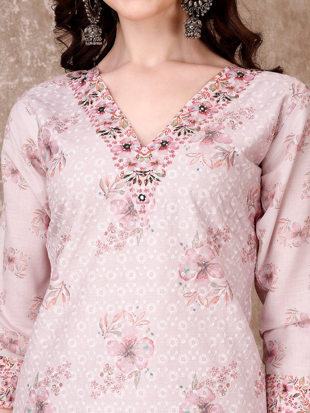 Hand Embroidered & Floral Printed Kurta With Pant & Dupatta Luxury, Multicolor - Hiral Fashion - Distacart
