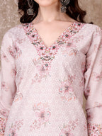 Hand Embroidered & Floral Printed Kurta With Pant & Dupatta Luxury, Multicolor - Hiral Fashion - Distacart