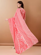 Angrakha Style Floral Printed A-Line Kurta With Pant & Dupatta, Pink - Hiral Fashion - Distacart