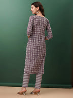 Ethnic Motifs Printed Kurta With Lace Detailing And Pant & Dupatta, Lavender - Hiral Fashion - Distacart