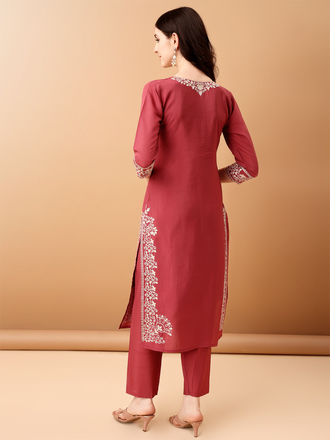 Embroidered Kurta With Pant & Embroidered Dupatta, Pink - Hiral Fashion - Distacart