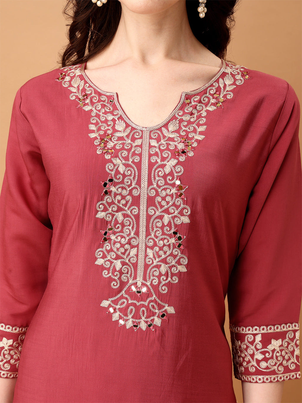 Embroidered Kurta With Pant & Embroidered Dupatta, Pink - Hiral Fashion - Distacart