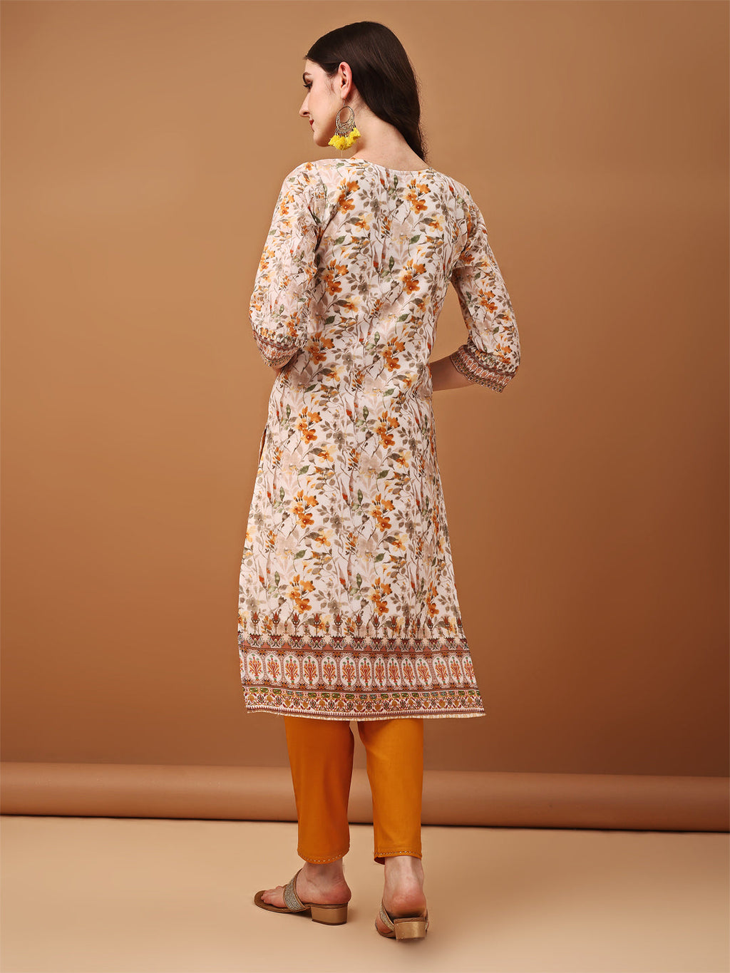 Hand Embroidered,Schiffli & Printed Kurta With Pant & Printed Dupatta, Yellow - Hiral Fashion - Distacart