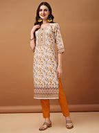 Hand Embroidered,Schiffli & Printed Kurta With Pant & Printed Dupatta, Yellow - Hiral Fashion - Distacart