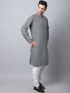 Even Apparels Multi Pure Cotton Men's Kurta With Band Collar - Distacart