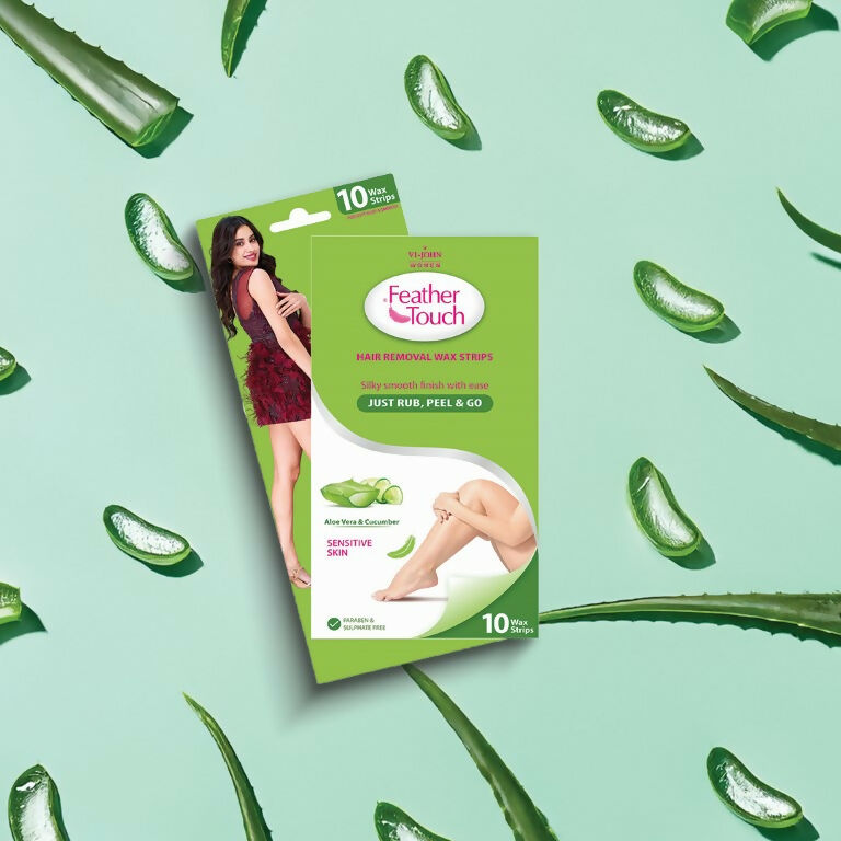 VI-JOHN Feather Touch Cucumber & Alevera Hair Removal Wax Strips for Dry Skin Praraben & Sulphate Free - Distacart