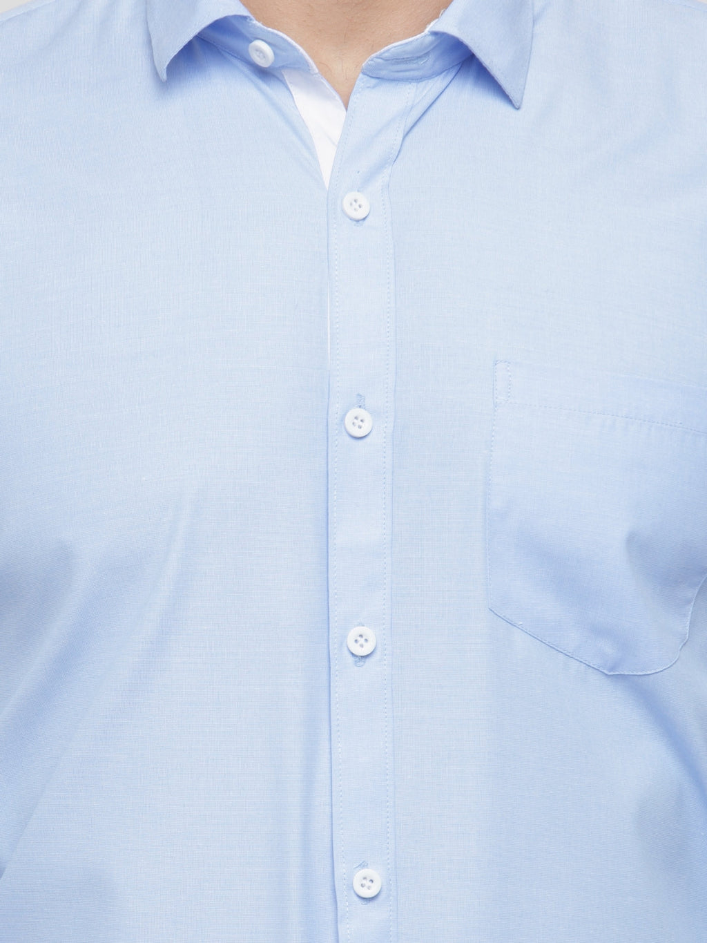 Jainish Blue Formal Shirt with white detailing ( SF 419Blue ) - Distacart