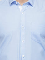 Jainish Blue Formal Shirt with white detailing ( SF 419Blue ) - Distacart