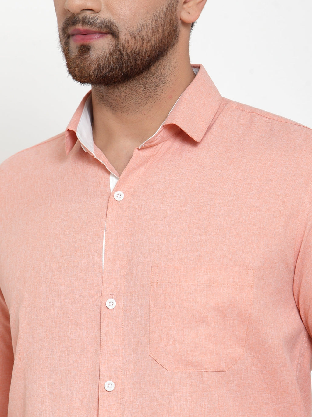 Jainish Redish Orange Formal Shirt with white detailing ( SF 419Starfish-Orange ) - Distacart