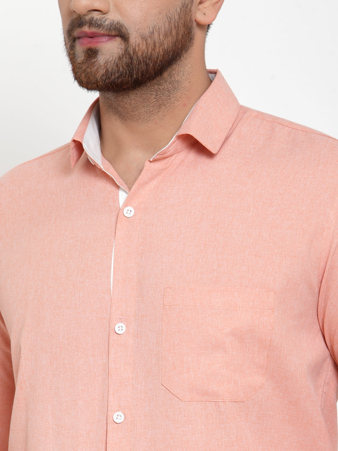 Jainish Redish Orange Formal Shirt with white detailing ( SF 419Starfish-Orange ) - Distacart