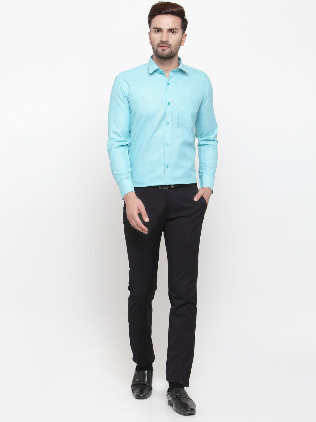 Jainish Green Men's Cotton Geometric Formal Shirts ( SF 434Green ) - Distacart