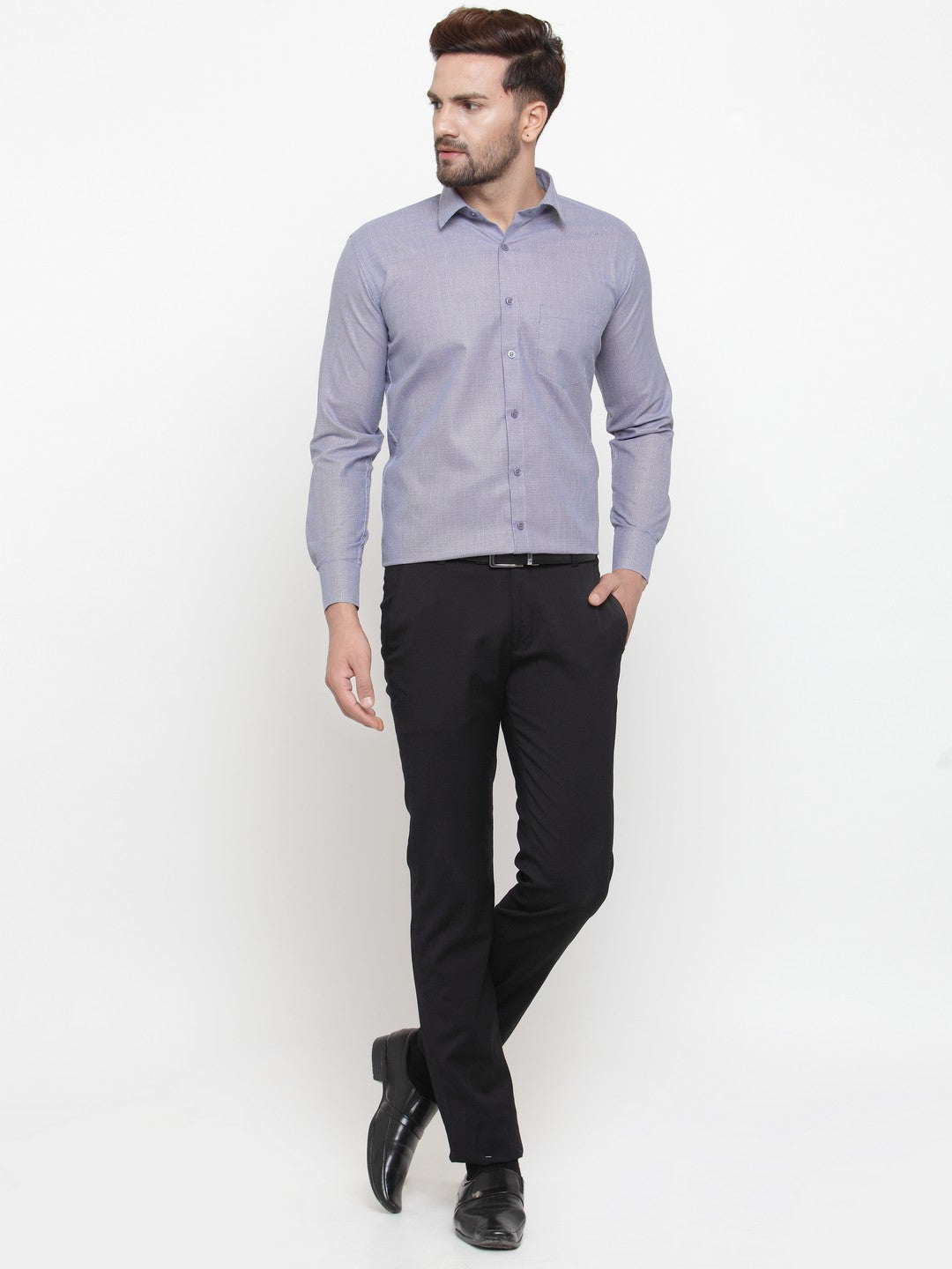 Jainish Grey Men's Cotton Geometric Formal Shirts ( SF 434Grey ) - Distacart