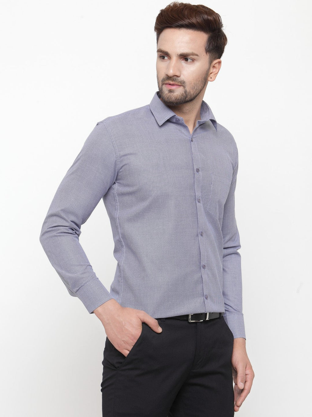 Jainish Grey Men's Cotton Geometric Formal Shirts ( SF 434Grey ) - Distacart
