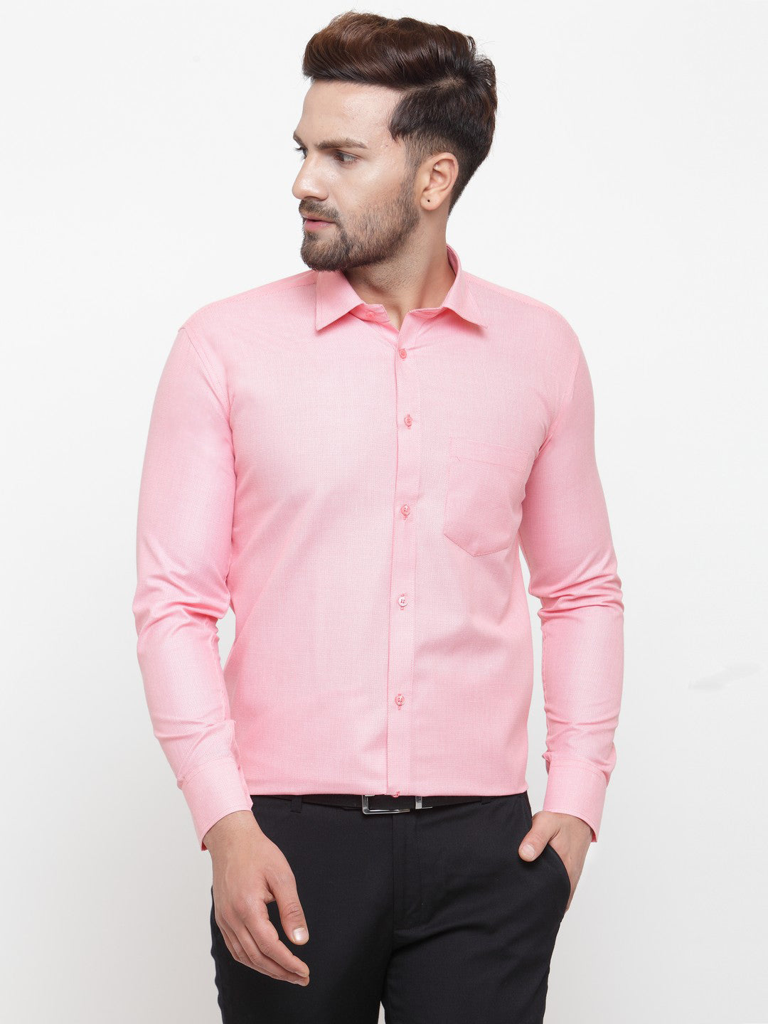 Jainish Pink Men's Cotton Geometric Formal Shirts ( SF 434Pink ) - Distacart