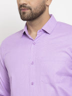 Jainish Purple Men's Cotton Geometric Formal Shirts ( SF 434Purple ) - Distacart