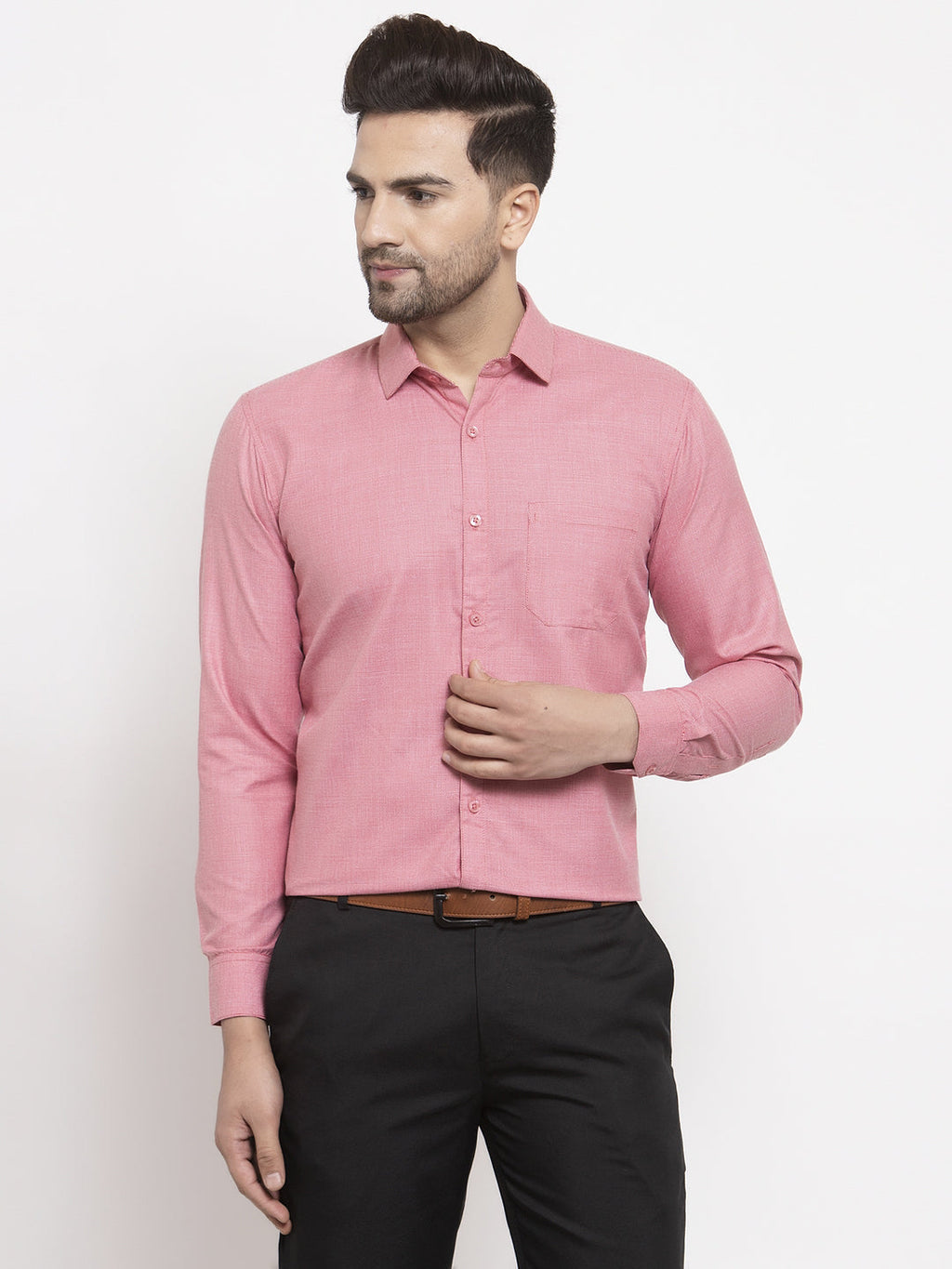 Jainish Red Men's Cotton Geometric Formal Shirts ( SF 434Red ) - Distacart