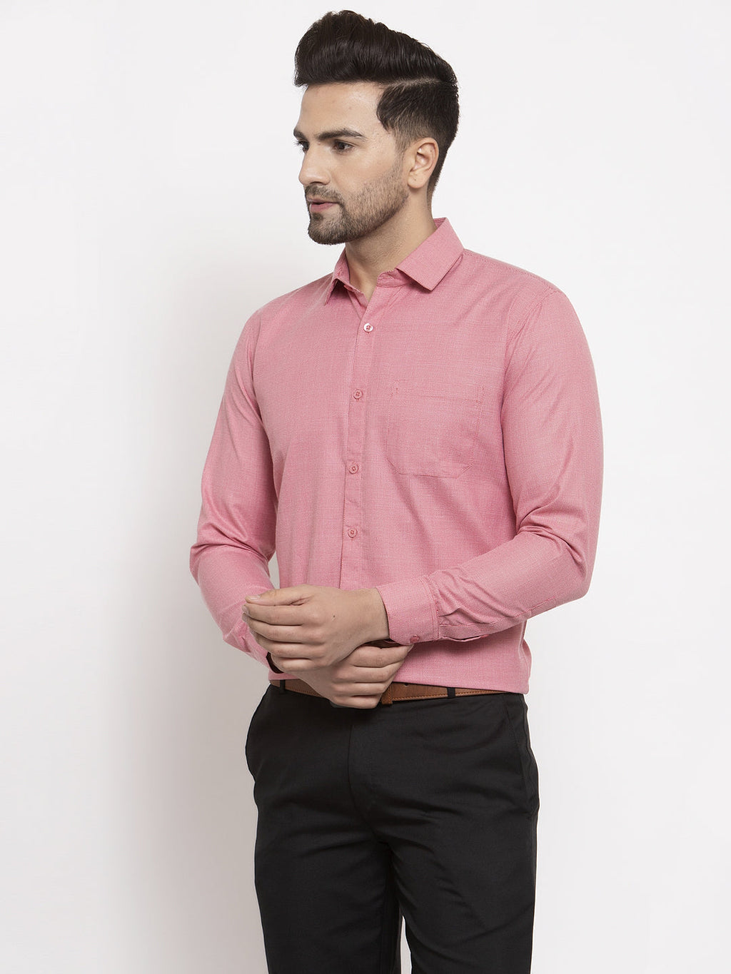 Jainish Red Men's Cotton Geometric Formal Shirts ( SF 434Red ) - Distacart
