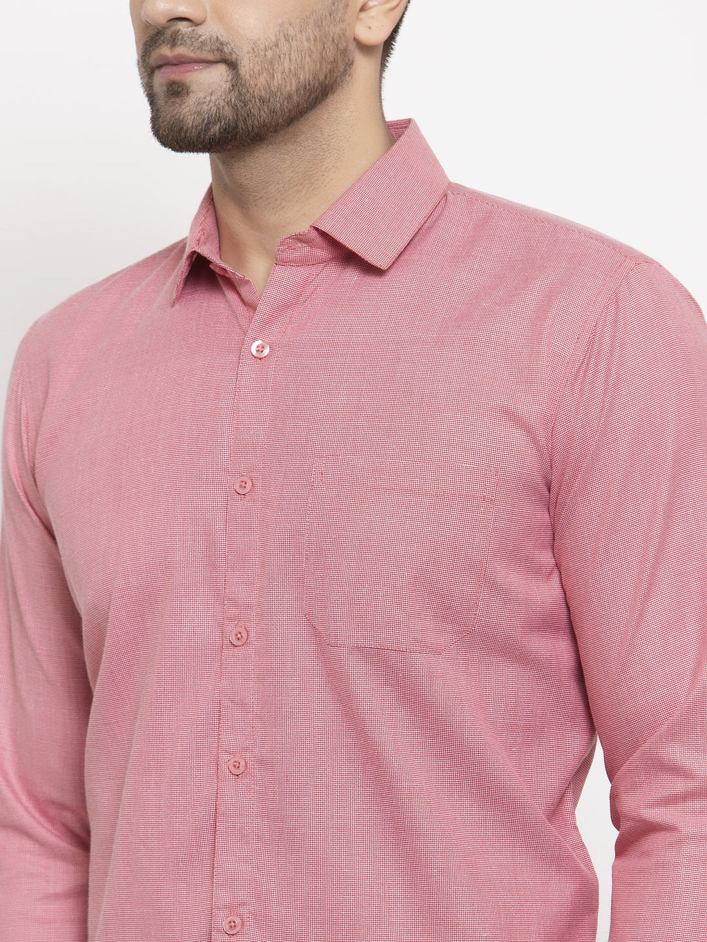 Jainish Red Men's Cotton Geometric Formal Shirts ( SF 434Red ) - Distacart