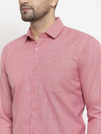 Jainish Red Men's Cotton Geometric Formal Shirts ( SF 434Red ) - Distacart