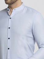 Jainish Blue Men's Cotton Solid Mandarin Collar Formal Shirts ( SF 726Sky ) - Distacart