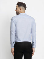 Jainish Blue Men's Cotton Solid Mandarin Collar Formal Shirts ( SF 726Sky ) - Distacart
