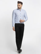 Jainish Blue Men's Cotton Solid Mandarin Collar Formal Shirts ( SF 726Sky ) - Distacart