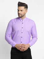 Jainish Purple Men's Cotton Solid Mandarin Collar Formal Shirts ( SF 726Voilet ) - Distacart