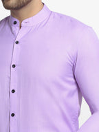 Jainish Purple Men's Cotton Solid Mandarin Collar Formal Shirts ( SF 726Voilet ) - Distacart