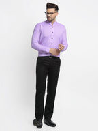 Jainish Purple Men's Cotton Solid Mandarin Collar Formal Shirts ( SF 726Voilet ) - Distacart