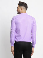 Jainish Purple Men's Cotton Solid Mandarin Collar Formal Shirts ( SF 726Voilet ) - Distacart