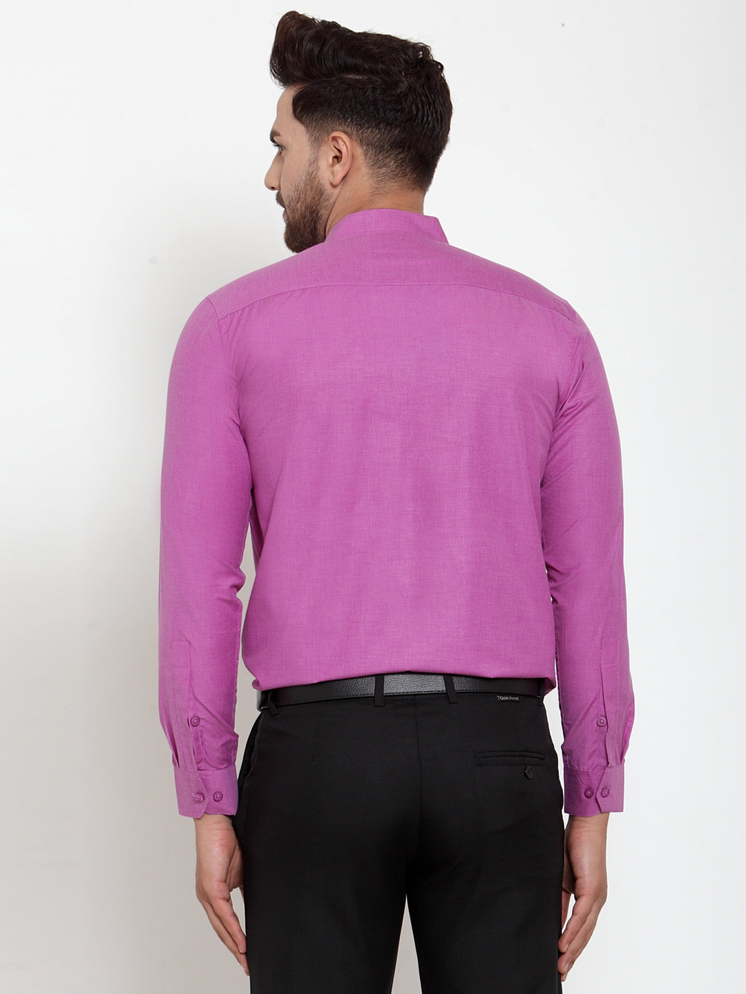 Jainish Pink Men's Cotton Solid Mandarin Collar Formal Shirts ( SF 757Wine ) - Distacart