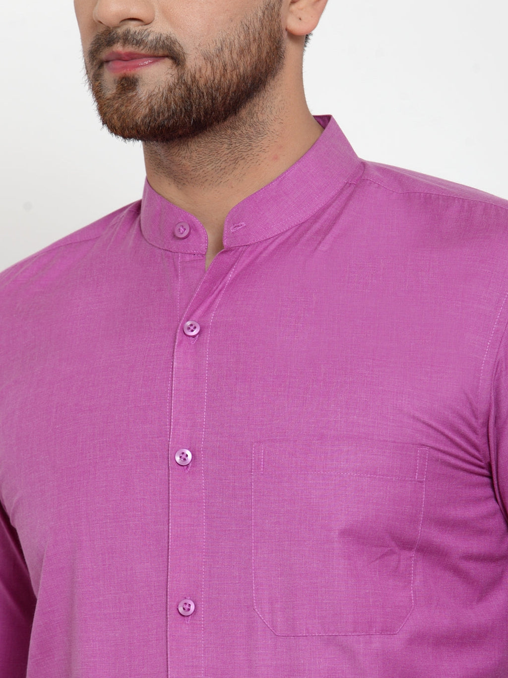 Jainish Pink Men's Cotton Solid Mandarin Collar Formal Shirts ( SF 757Wine ) - Distacart