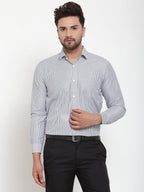 Jainish Black Men's Cotton Striped Formal Shirt's ( SF 759Black ) - Distacart