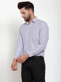 Jainish Blue Men's Cotton Striped Formal Shirt's ( SF 759Blue ) - Distacart