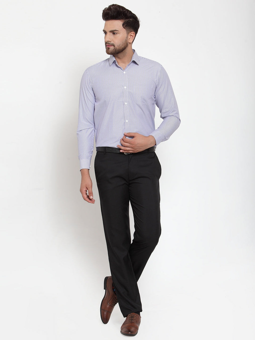 Jainish Blue Men's Cotton Striped Formal Shirt's ( SF 759Blue ) - Distacart