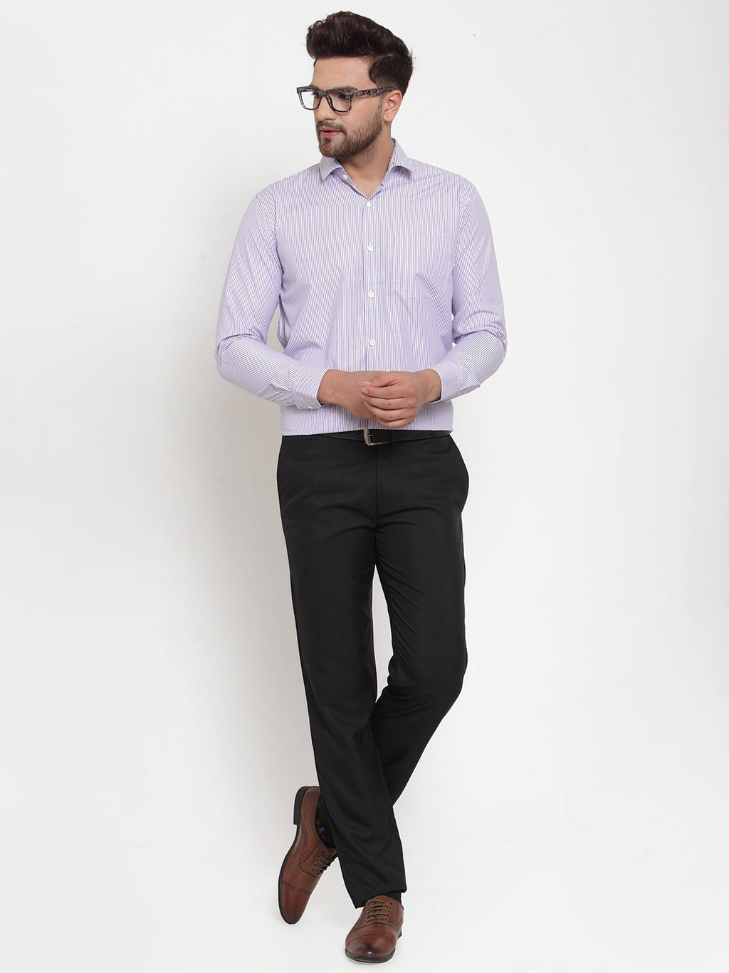 Jainish Purple Men's Cotton Striped Formal Shirt's ( SF 759Light-Purple ) - Distacart