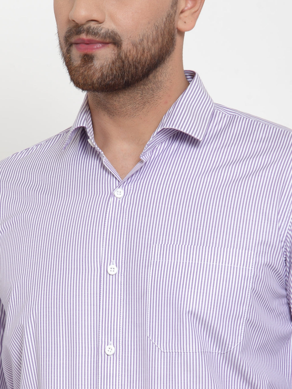 Jainish Purple Men's Cotton Striped Formal Shirt's ( SF 759Light-Purple ) - Distacart